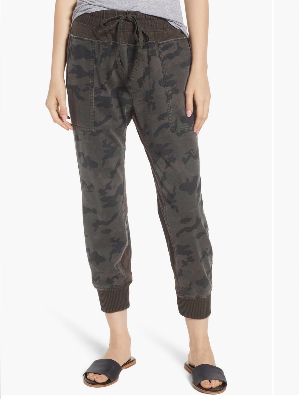 James Perse Women's Olive & Black Camo Jogger Pants